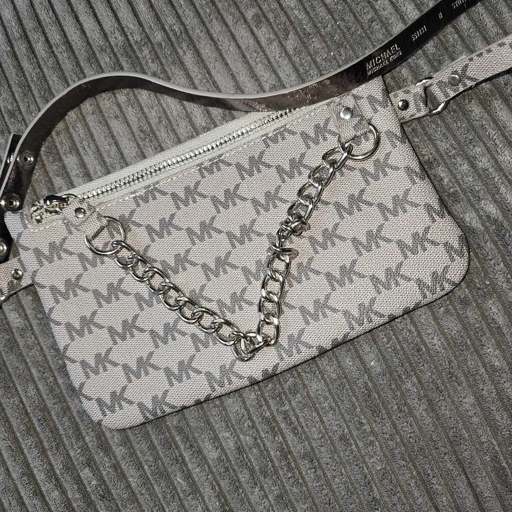 Michael Kors Gray MK Signature Chain-Handle Crossbody/belt bag